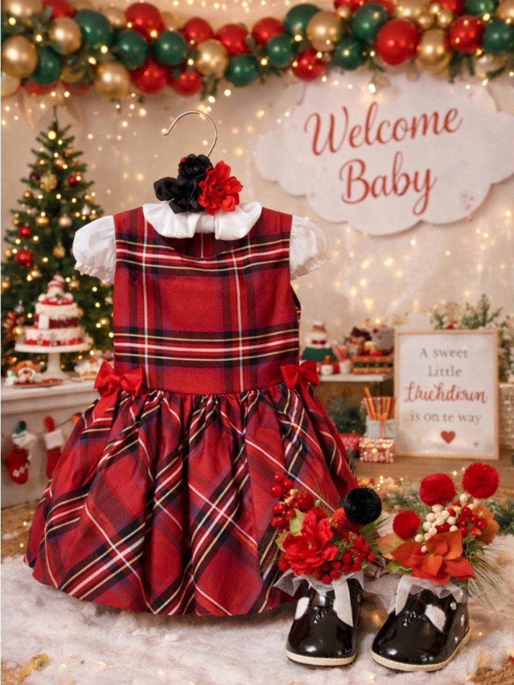 Christmas Theme Baby Shower Centerpiece, Little Girl Birthday, Wearable Outfit